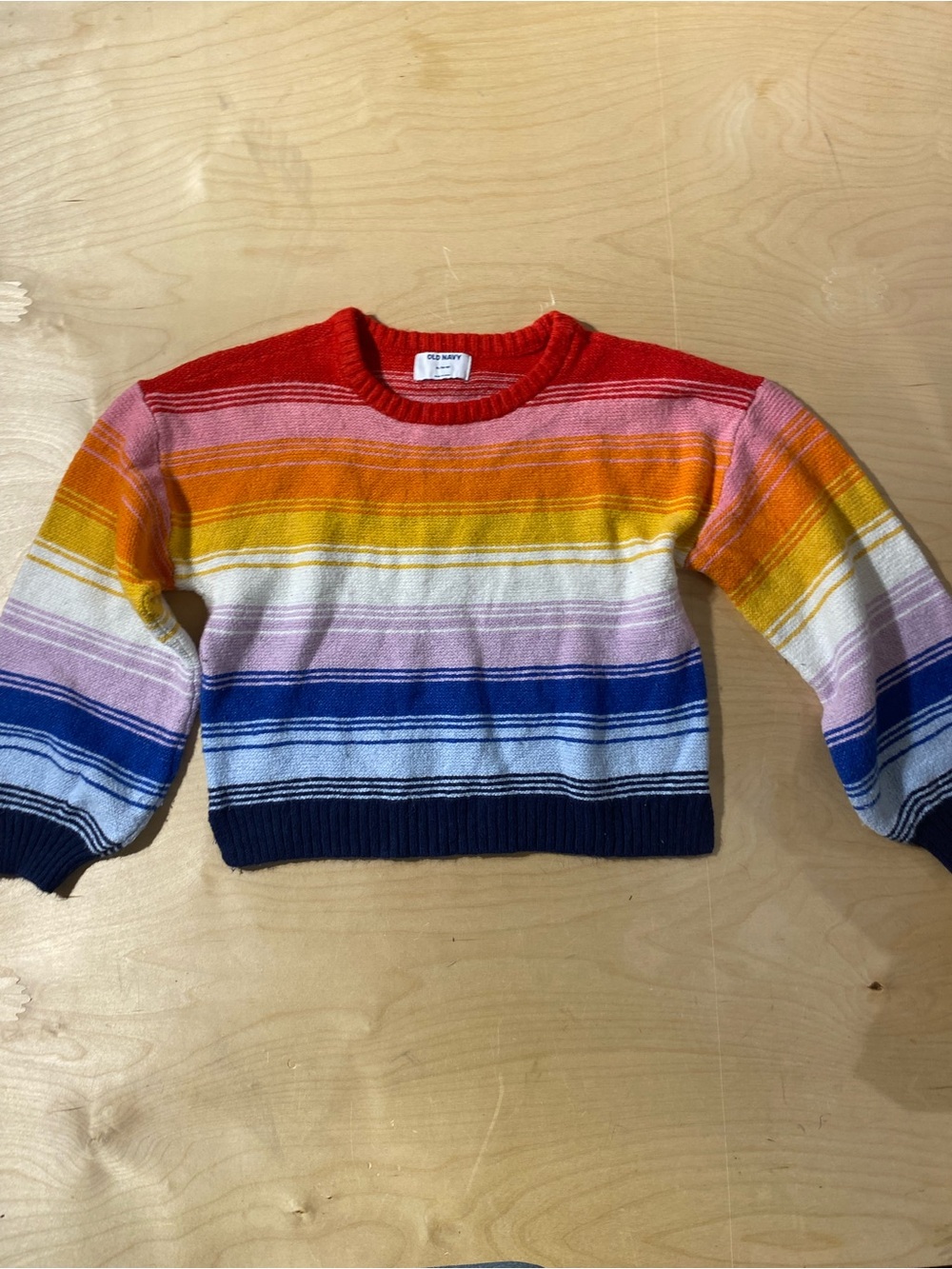 Old Navy Rainbow Stripe Crewneck Cropped Sweater XL (14-16) (BR)